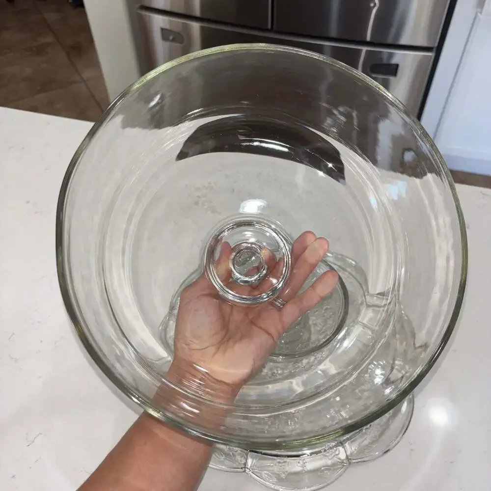 Anchor Hocking Savannah Clear Glass Cake Stand with Dome Lid Floral Scalloped